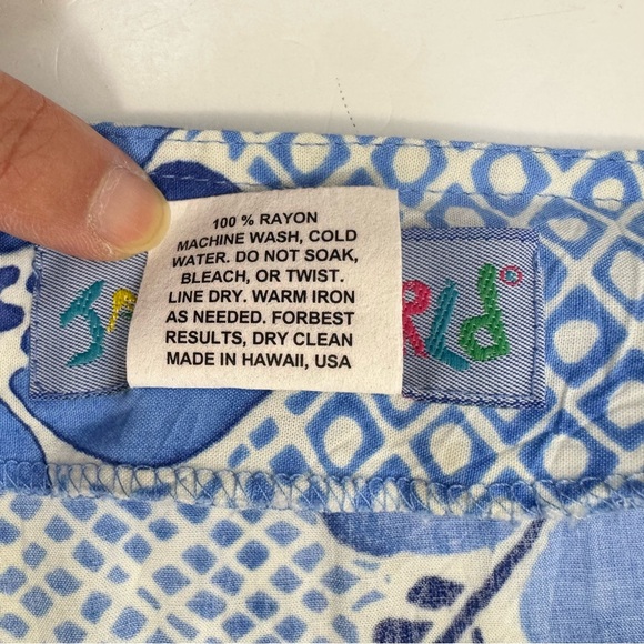 Jams World Tahiti Sarong Skirt Small W812-TAHI Blue Floral Rayon Wrap Hawaii - Picture 12 of 12